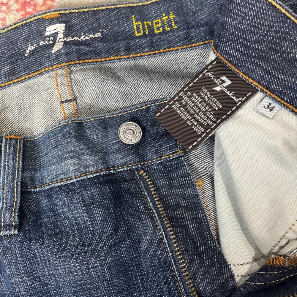 7 For All Mankind Brett Bootcut Jeans Mens 34 Blue A-Pocket Made in USA Denim - Picture 7 of 11